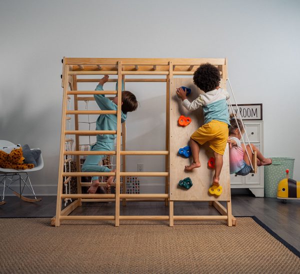 Climbing Board with Monkey Ladder – Wooden Wall Climber