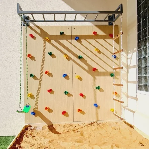 Climbing Board with Monkey Ladder – Wooden Wall Climber